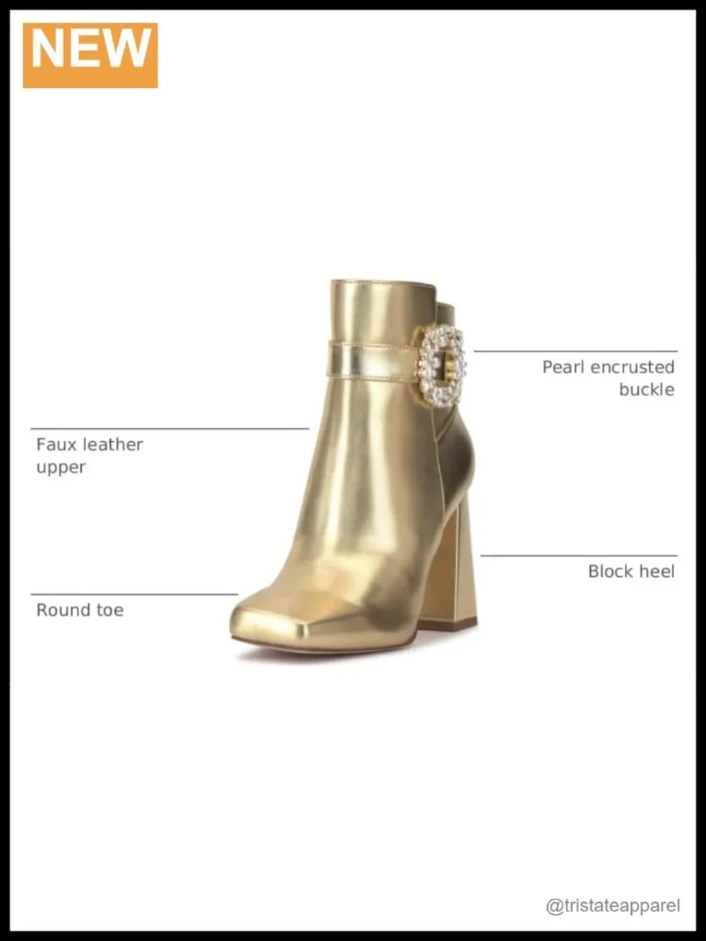 Faux Leather Ankle Booties Block Heel Zip Closure Round Toe